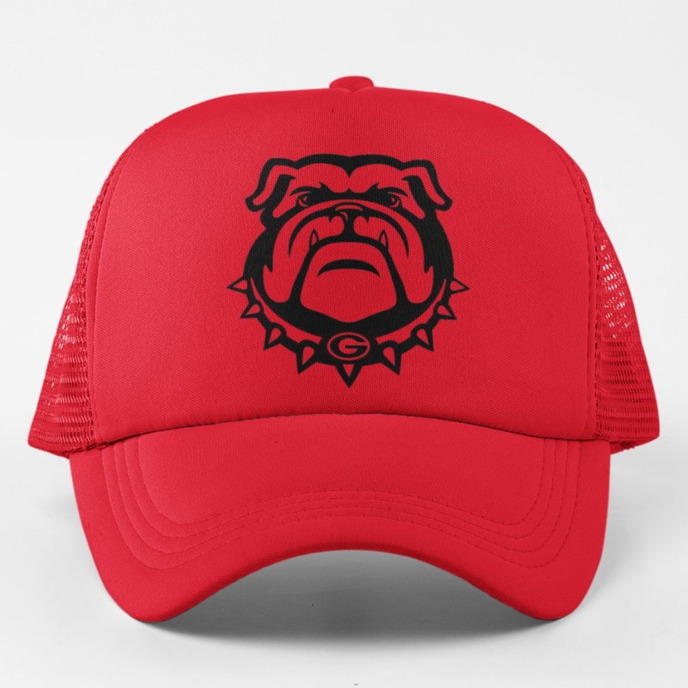 NEW Georgia Bulldogs Dawg Head Logo Foam Trucker Mesh Snapback Hat RED